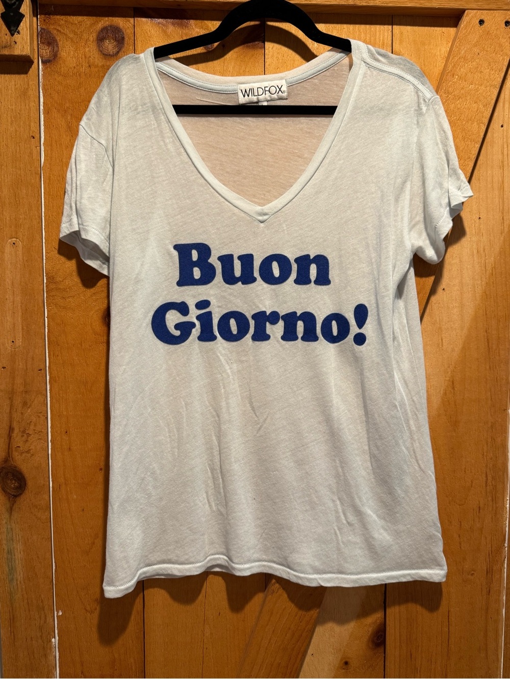 Wildfox Buon Giorno! V-Neck T-Shirt, Size L